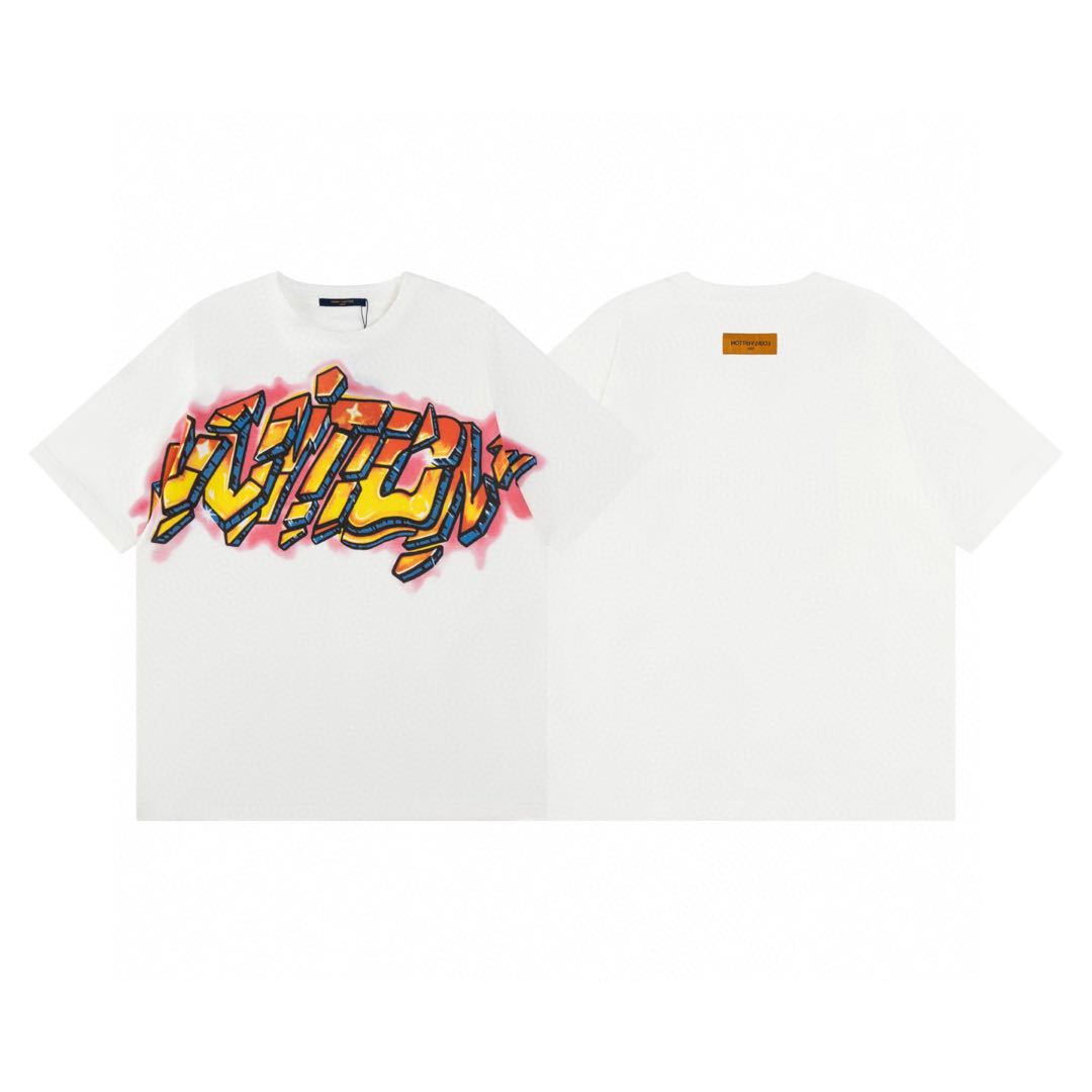 Louis Vuitton Graphite logo print T-shirt men's tops white（21UDEF77）