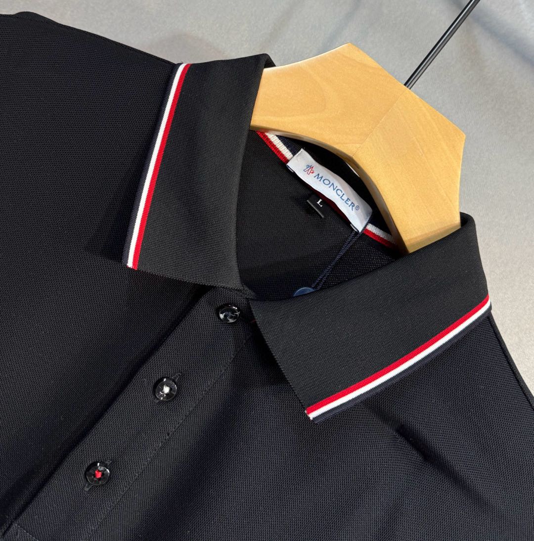 Moncler Black Tricolor-Trimmed Cotton Piquet Polo Shirt（K10918A7030084556999）