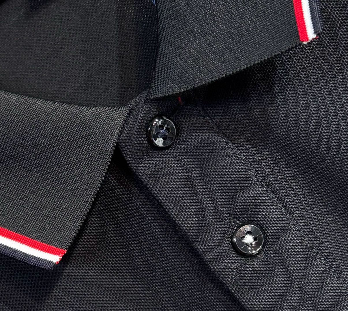 Moncler Black Tricolor-Trimmed Cotton Piquet Polo Shirt（K10918A7030084556999）
