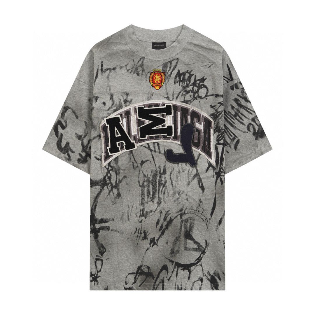 BALENCIAGA Skater T-shirt Oversized "Grey/Silver（739028TOVA71300）
