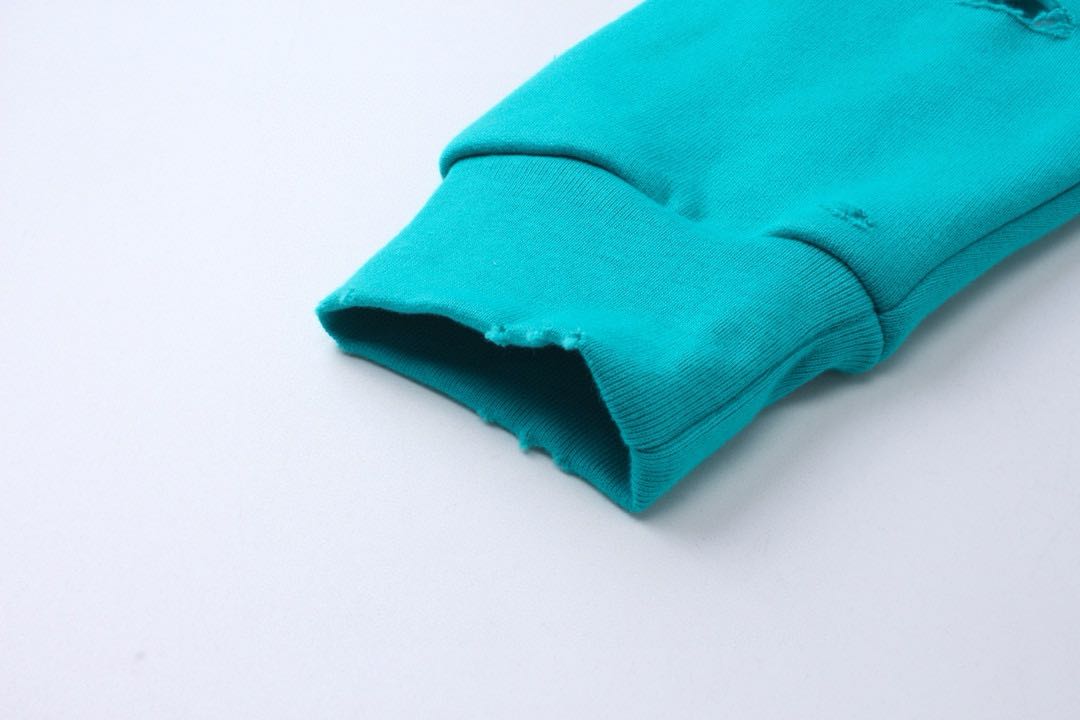 Balenciaga Caps Destroyed Hoodie Navy/White（659403TKVB64661）