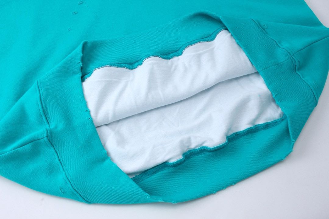 Balenciaga Caps Destroyed Hoodie Navy/White（659403TKVB64661）