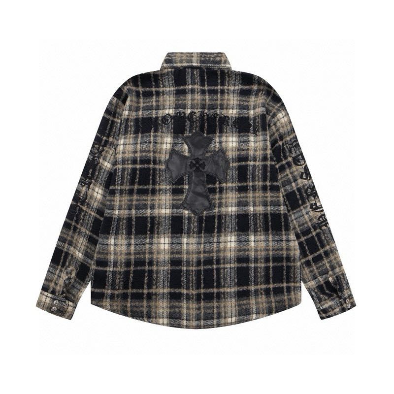 Chrome Hearts Cross Leather Patch Check Shirt Black (CH-20251007）