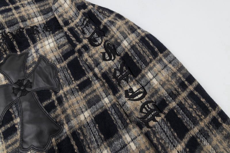 Chrome Hearts Cross Leather Patch Check Shirt Black (CH-20251007）