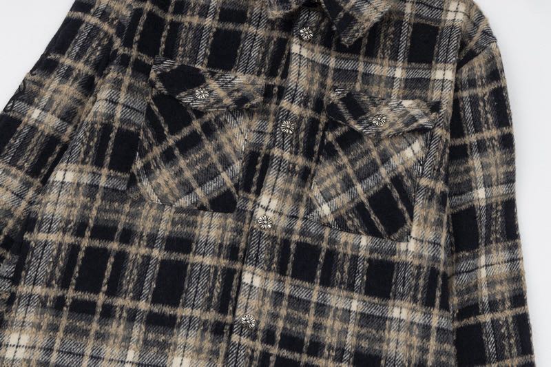 Chrome Hearts Cross Leather Patch Check Shirt Black (CH-20251007）