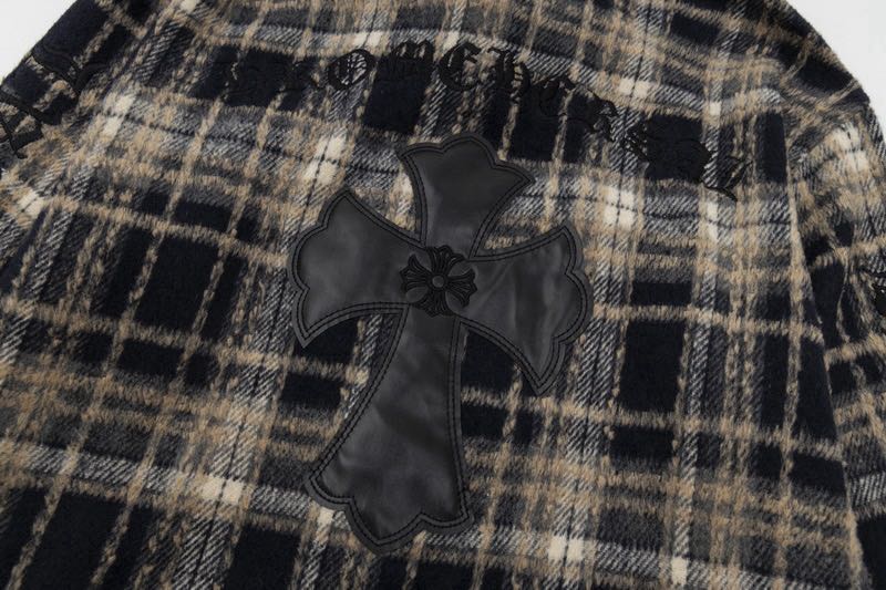 Chrome Hearts Cross Leather Patch Check Shirt Black (CH-20251007）