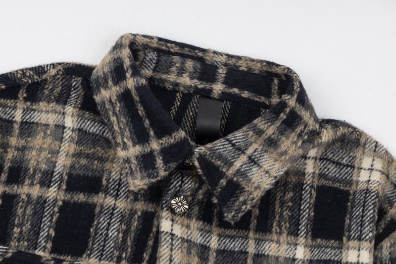 Chrome Hearts Cross Leather Patch Check Shirt Black (CH-20251007）