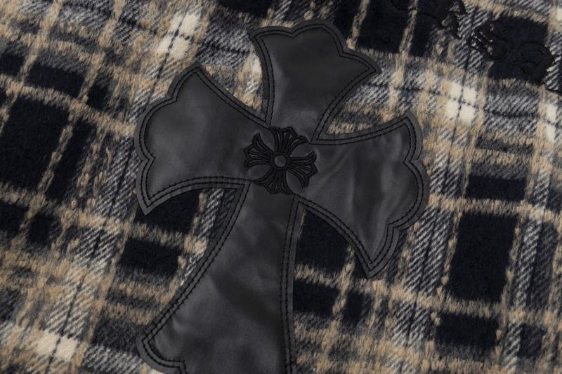 Chrome Hearts Cross Leather Patch Check Shirt Black (CH-20251007）