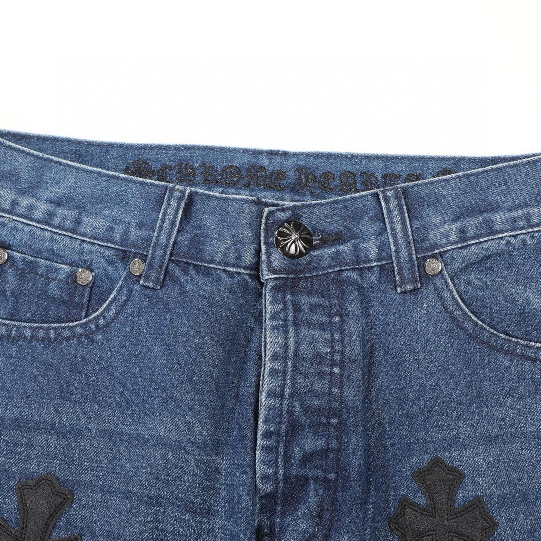 Chrome Hearts Fleur Knee Cross Patch Jeans (CH-FW22-569）