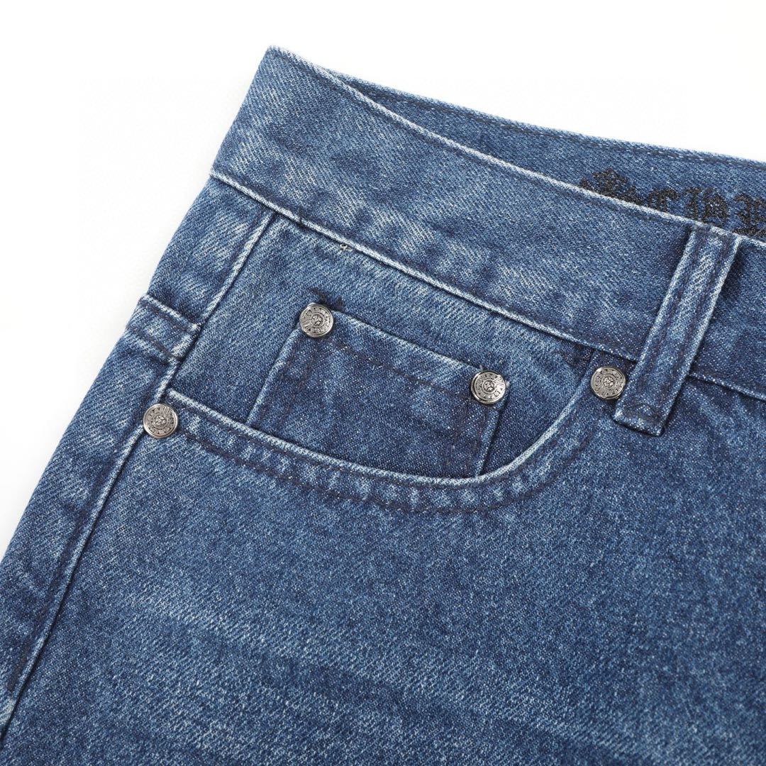 Chrome Hearts Fleur Knee Cross Patch Jeans (CH-FW22-569）