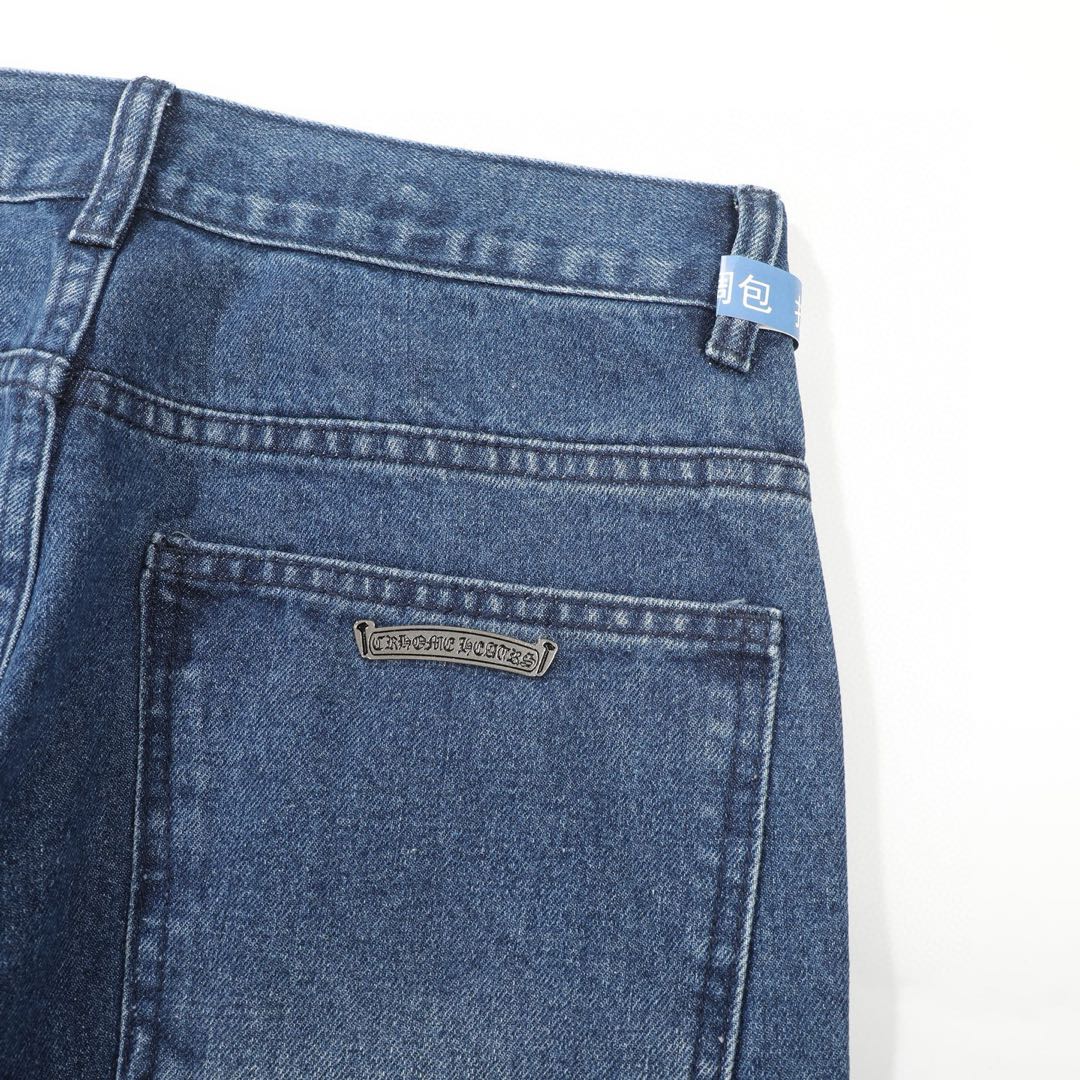 Chrome Hearts Fleur Knee Cross Patch Jeans (CH-FW22-569）