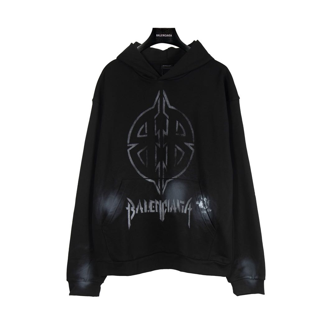 Balenciaga Black Metal BB Stencil Hoodie（767877TQVT39034）