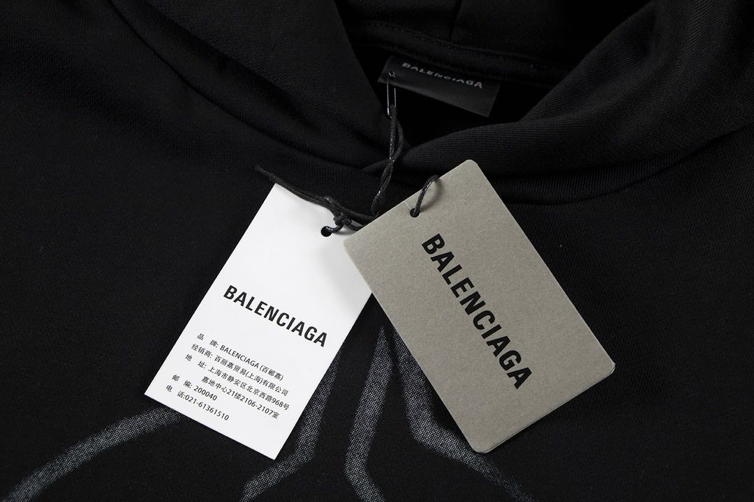 Balenciaga Black Metal BB Stencil Hoodie（767877TQVT39034）