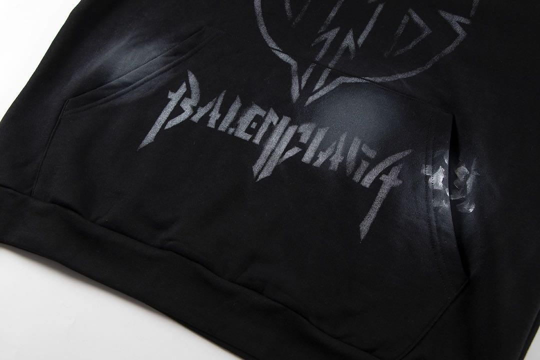 Balenciaga Black Metal BB Stencil Hoodie（767877TQVT39034）