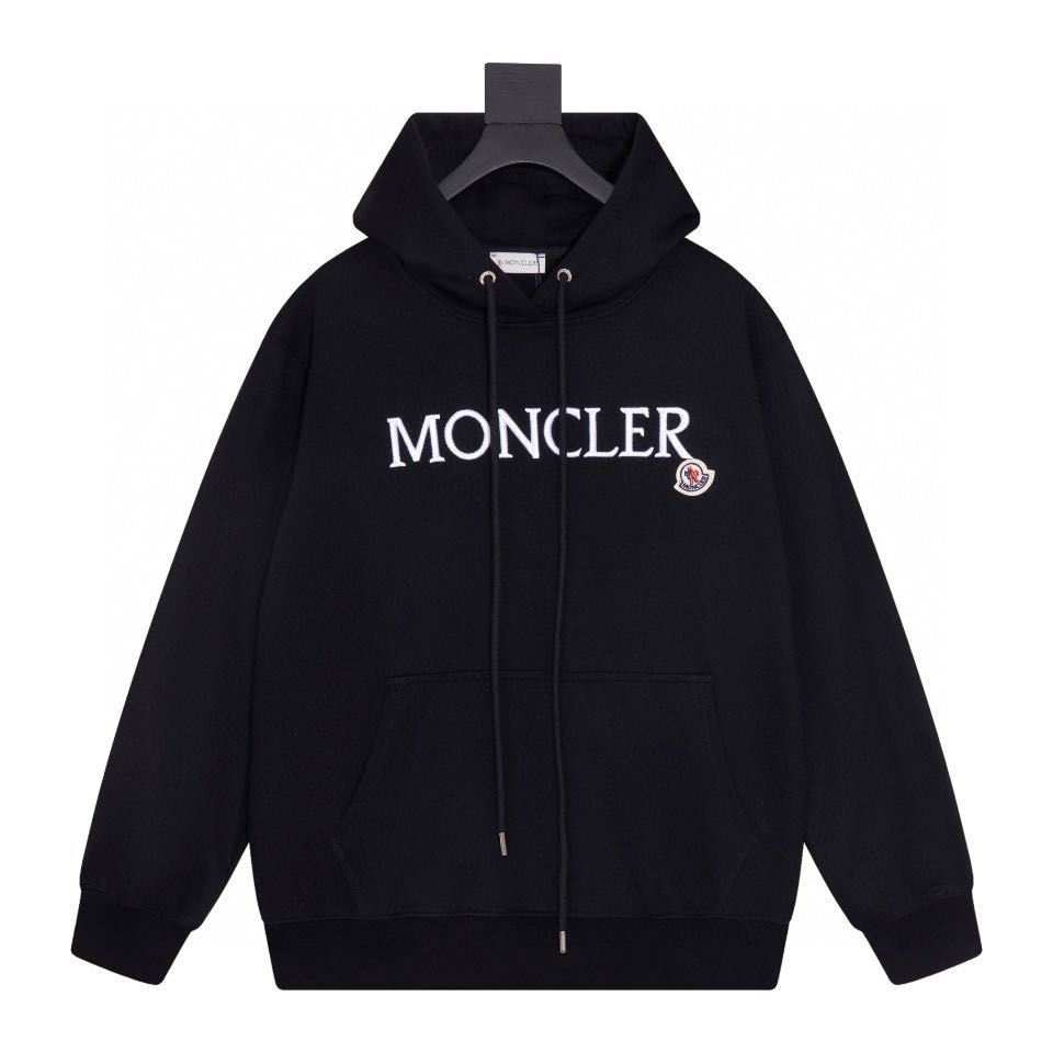 MONCLER Logo Cotton Fleece Hoodie Long Sleeve（I20938G0002689A1K999）