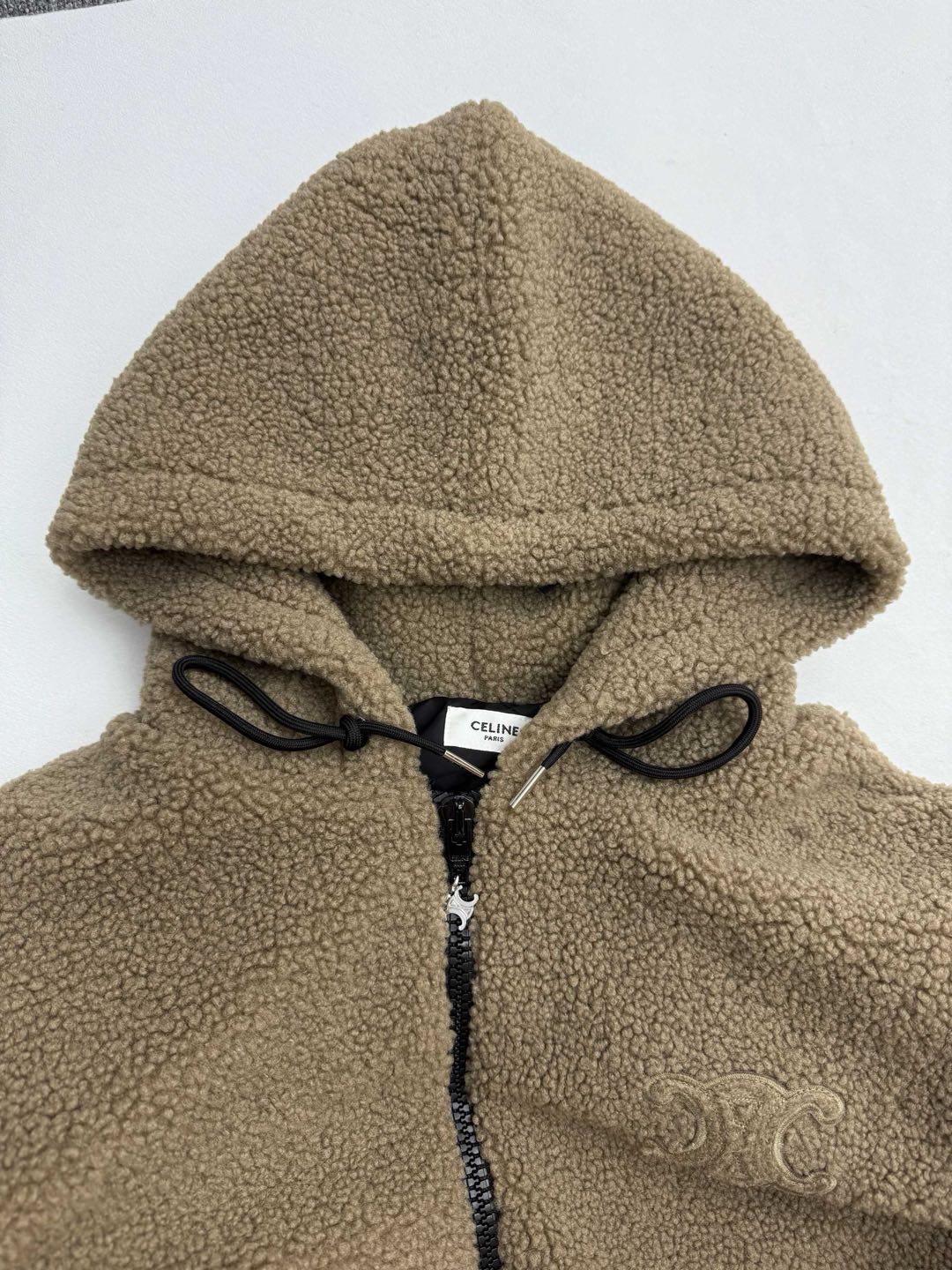 Celine Hooded jacket in wool and cotton fleece (RV0SC0T87-02BL）