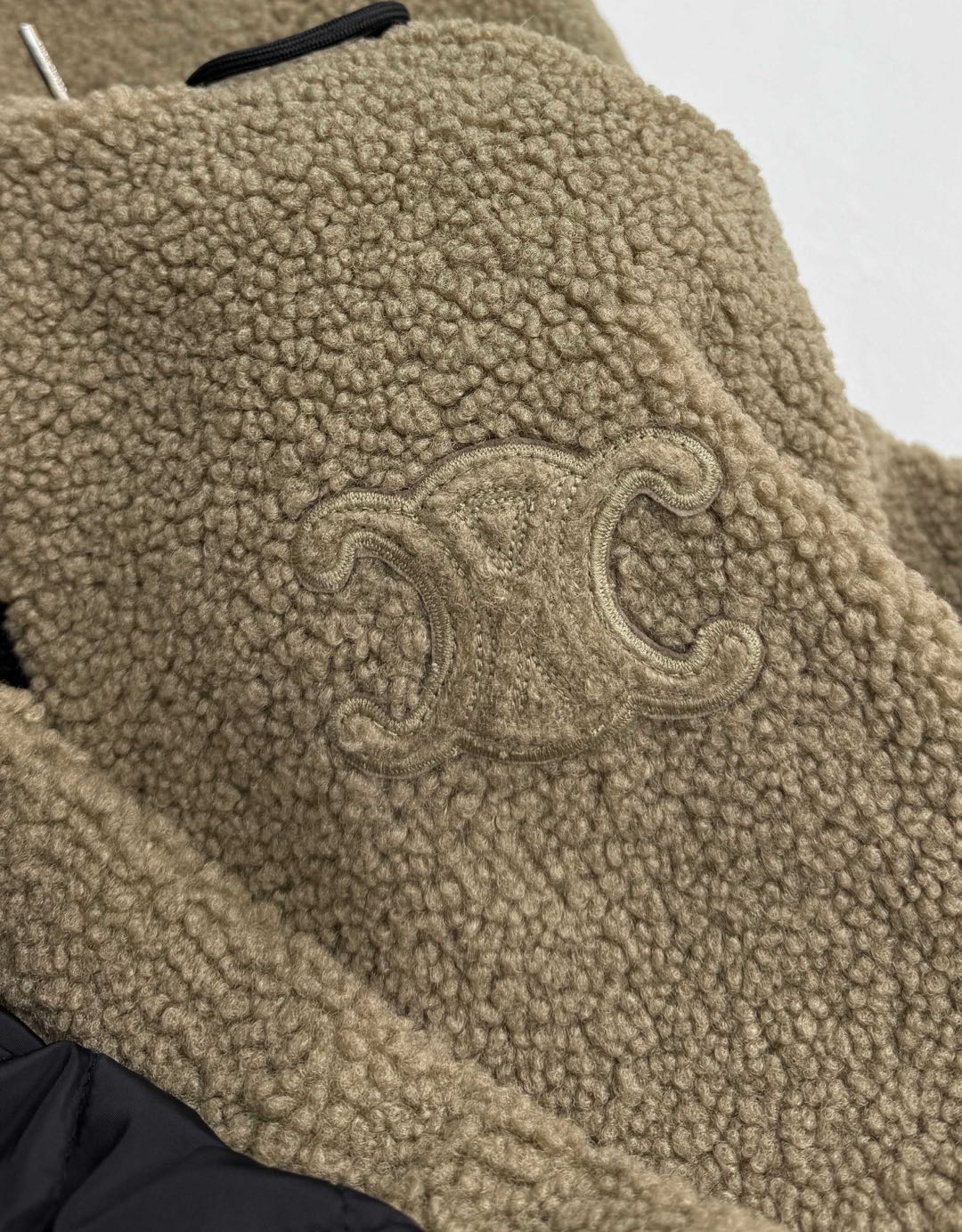 Celine Hooded jacket in wool and cotton fleece (RV0SC0T87-02BL）