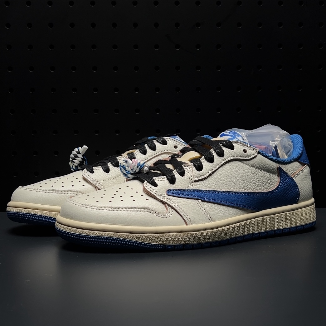 【LJR】Travis Scott × Fragment × Nike Air Jordan 1 Low OG "Sail/Military Blue" LJR (DM7866-104)