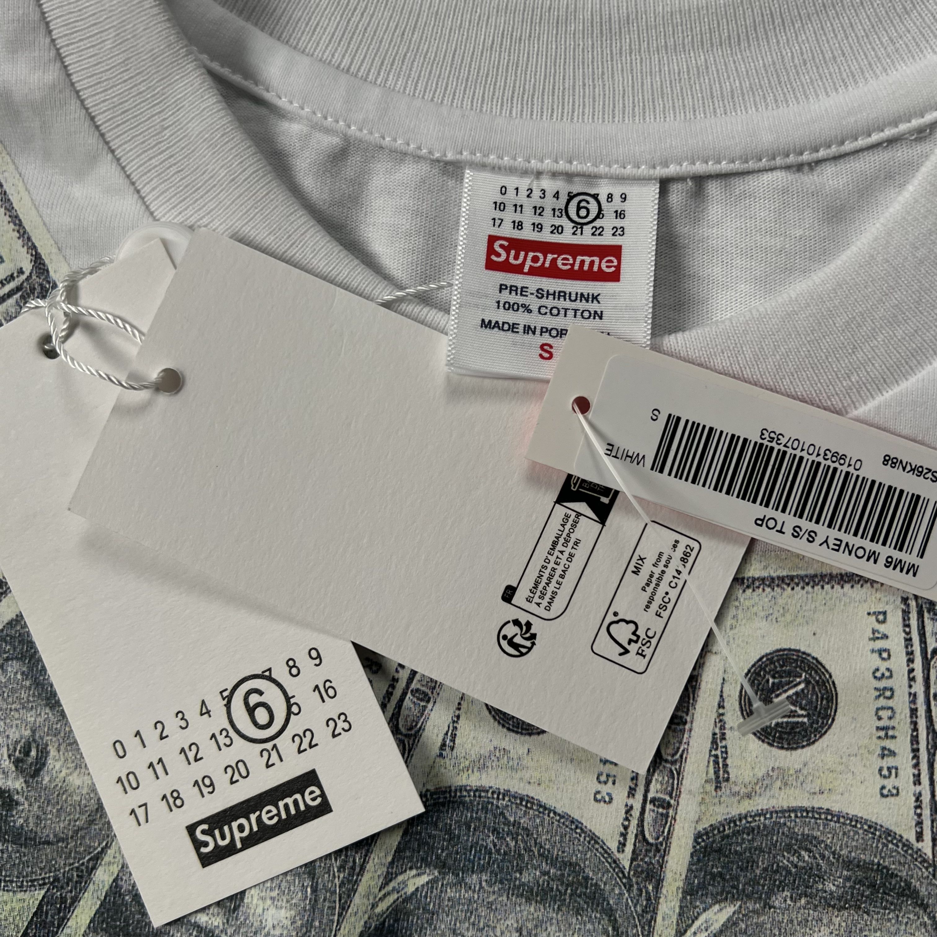 Supreme x MM6 Maison Margiela Money S/S Top "White"（SUP-SS26-013）