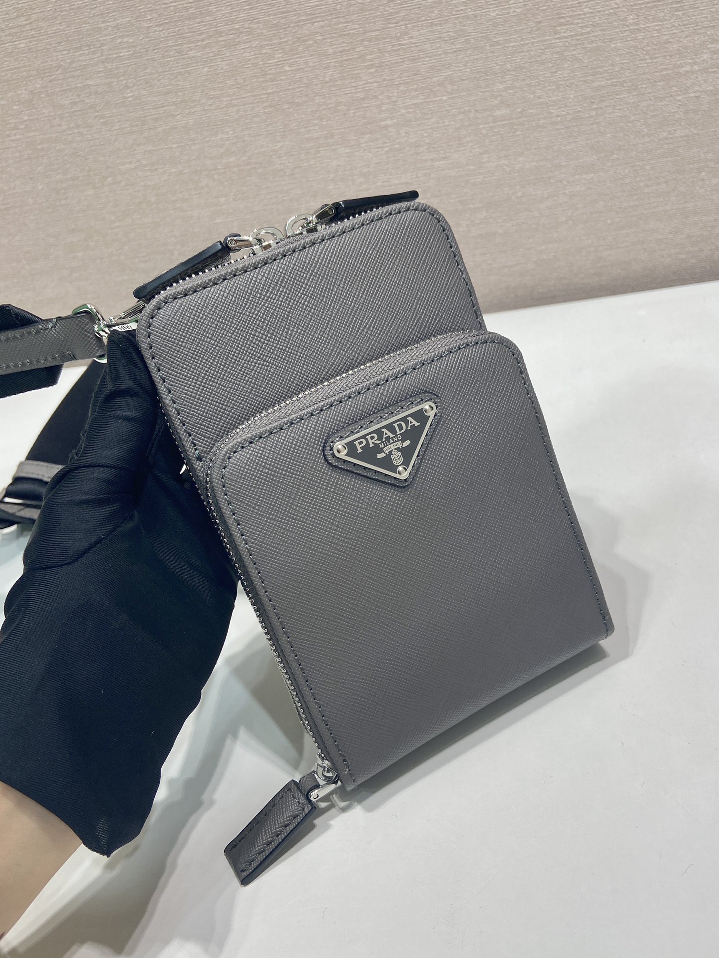 PRADA Saffiano Leather Smartphone Case "Gray" (2ZH126_053_F0170)