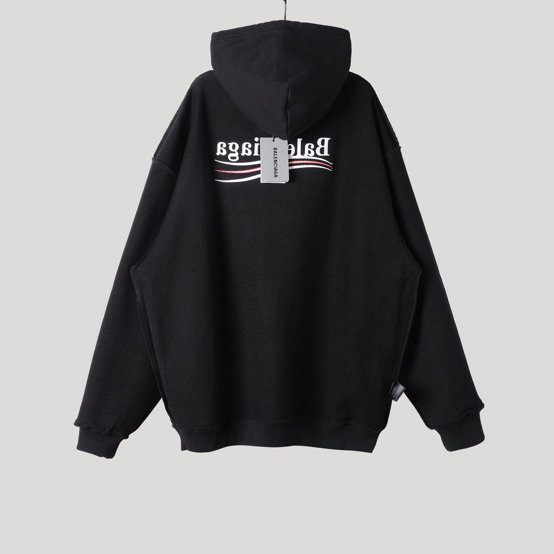BalenciagaPolitical Campaign Medium Fit Hoodie 'Black' (578135TKVI91070-cixiu）