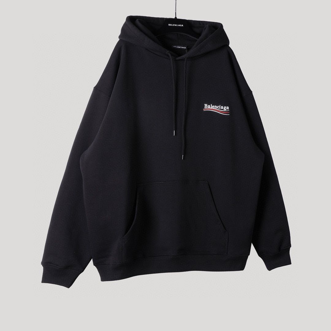 BalenciagaPolitical Campaign Medium Fit Hoodie 'Black' (578135TKVI91070-cixiu）