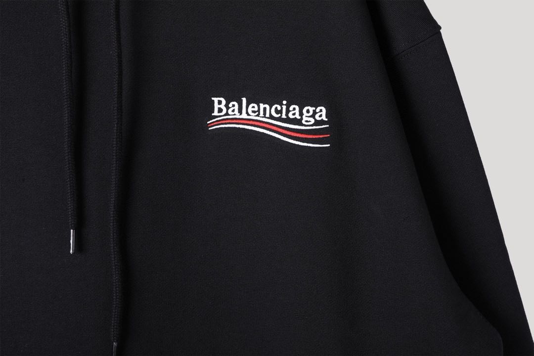 BalenciagaPolitical Campaign Medium Fit Hoodie 'Black' (578135TKVI91070-cixiu）