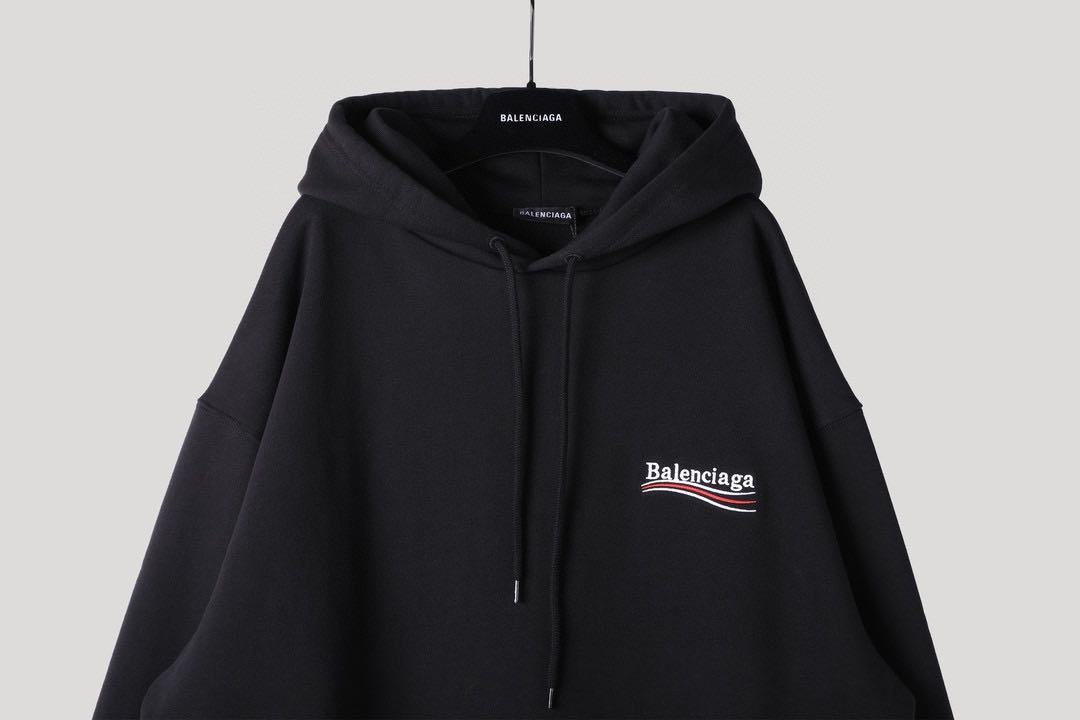 BalenciagaPolitical Campaign Medium Fit Hoodie 'Black' (578135TKVI91070-cixiu）
