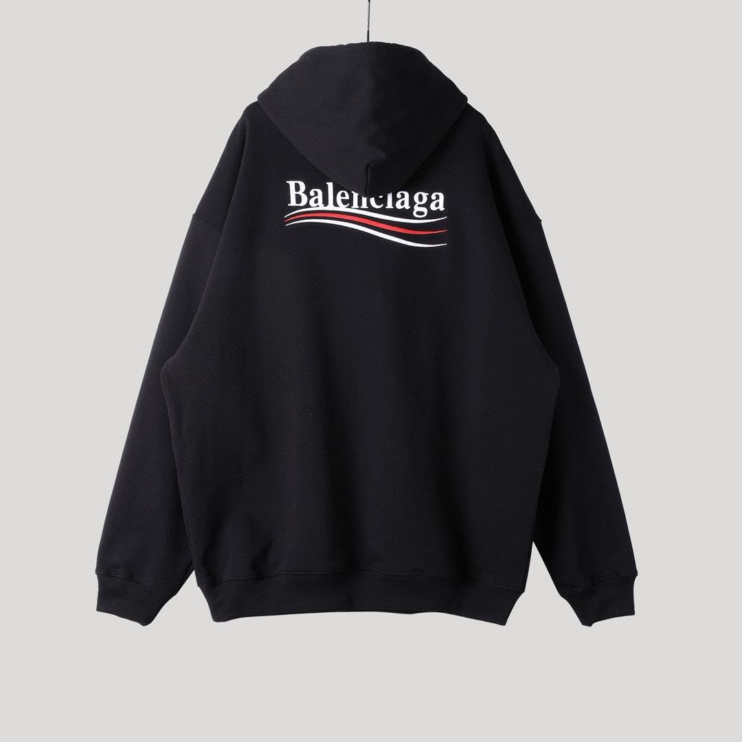 BalenciagaPolitical Campaign Medium Fit Hoodie 'Black' (578135TKVI91070-cixiu）