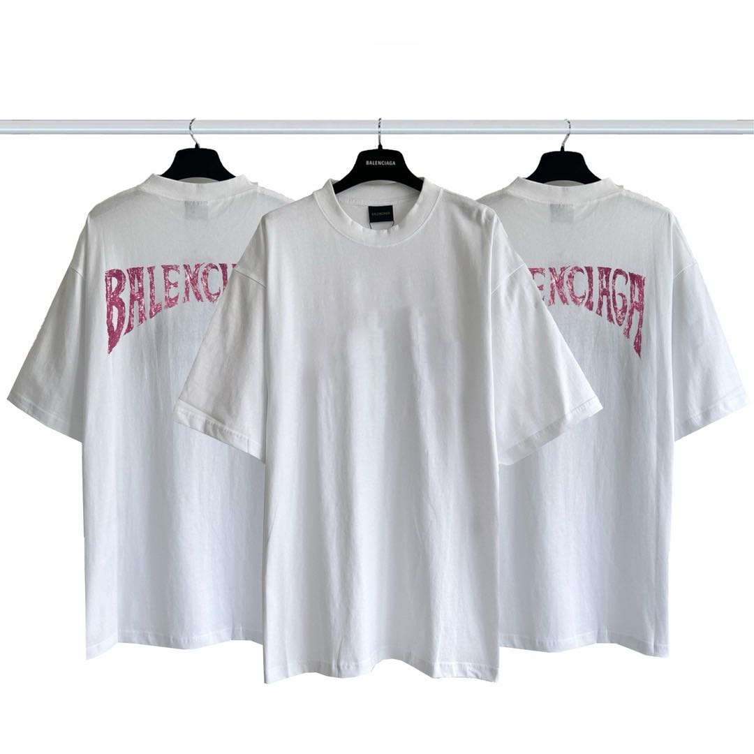 Balenciaga PARIS TROPICAL T-shirt medium fit in white（438489）
