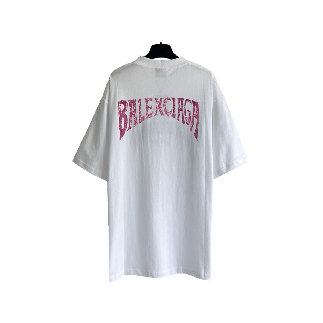 Balenciaga PARIS TROPICAL T-shirt medium fit in white（438489）