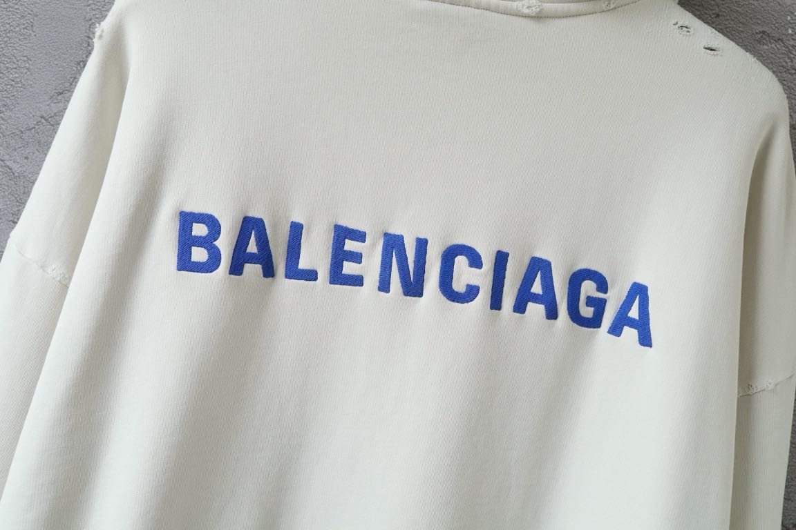 Balenciaga Back Zip-up Hoodie Regular Fit in Dirty White/blue (803264TSVP18016）
