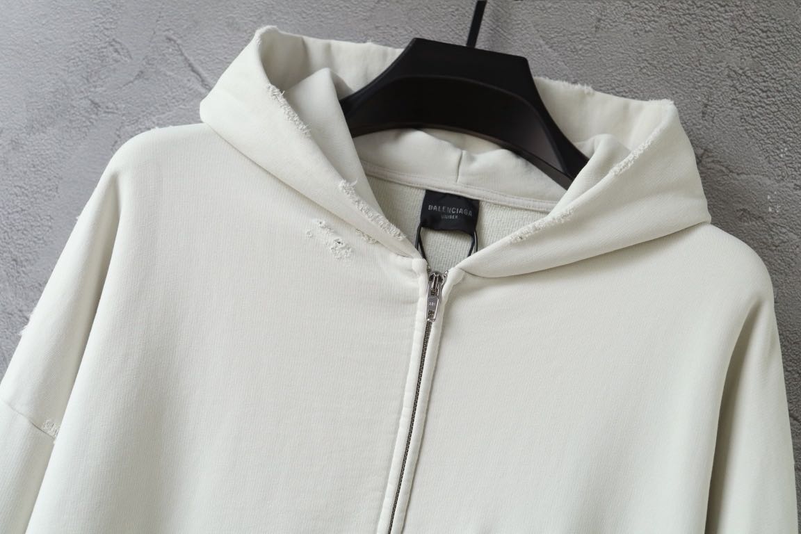 Balenciaga Back Zip-up Hoodie Regular Fit in Dirty White/blue (803264TSVP18016）