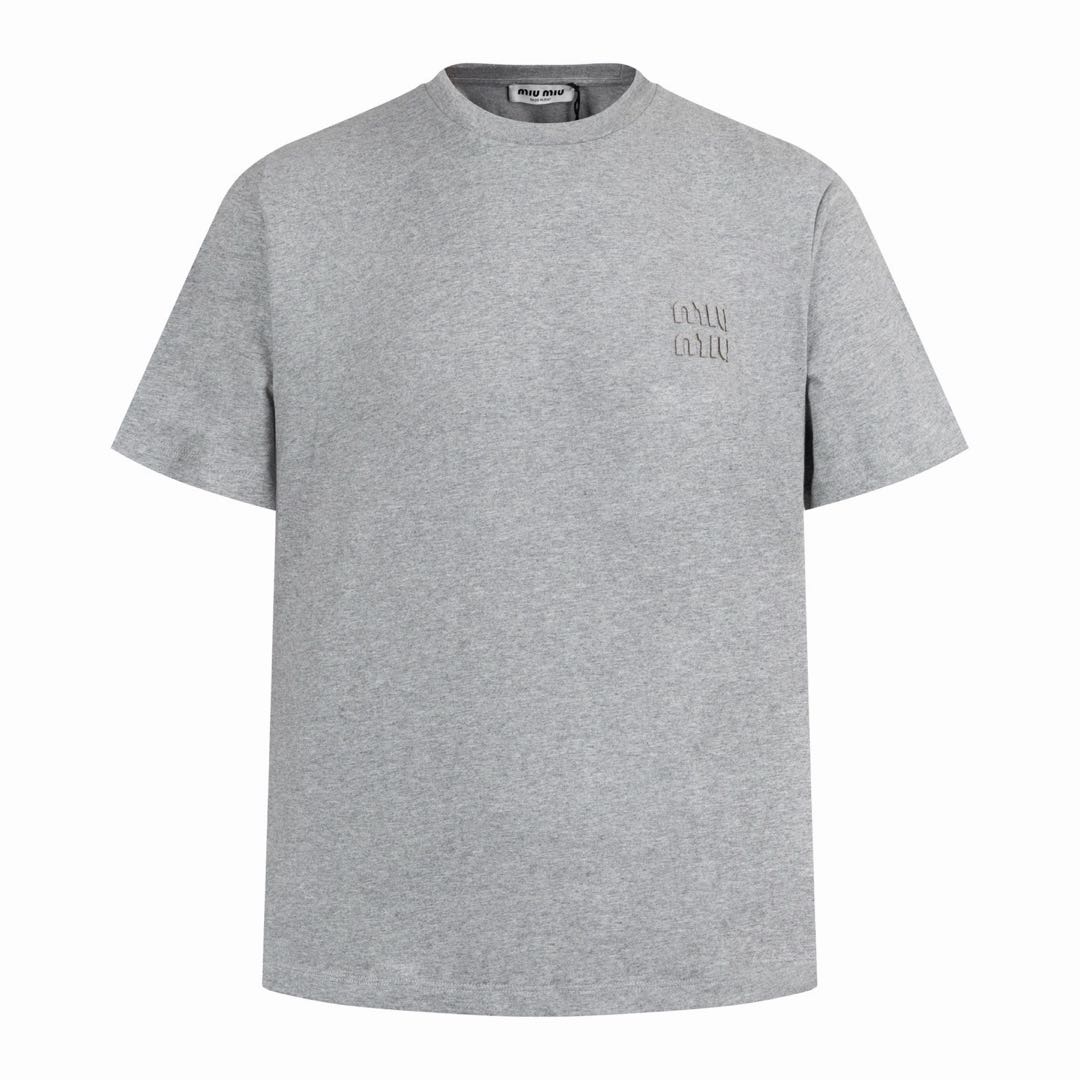 MIUMIU T-shirt En Jersey De Coton Gris （MJN499-13VL-F0031-S-232）