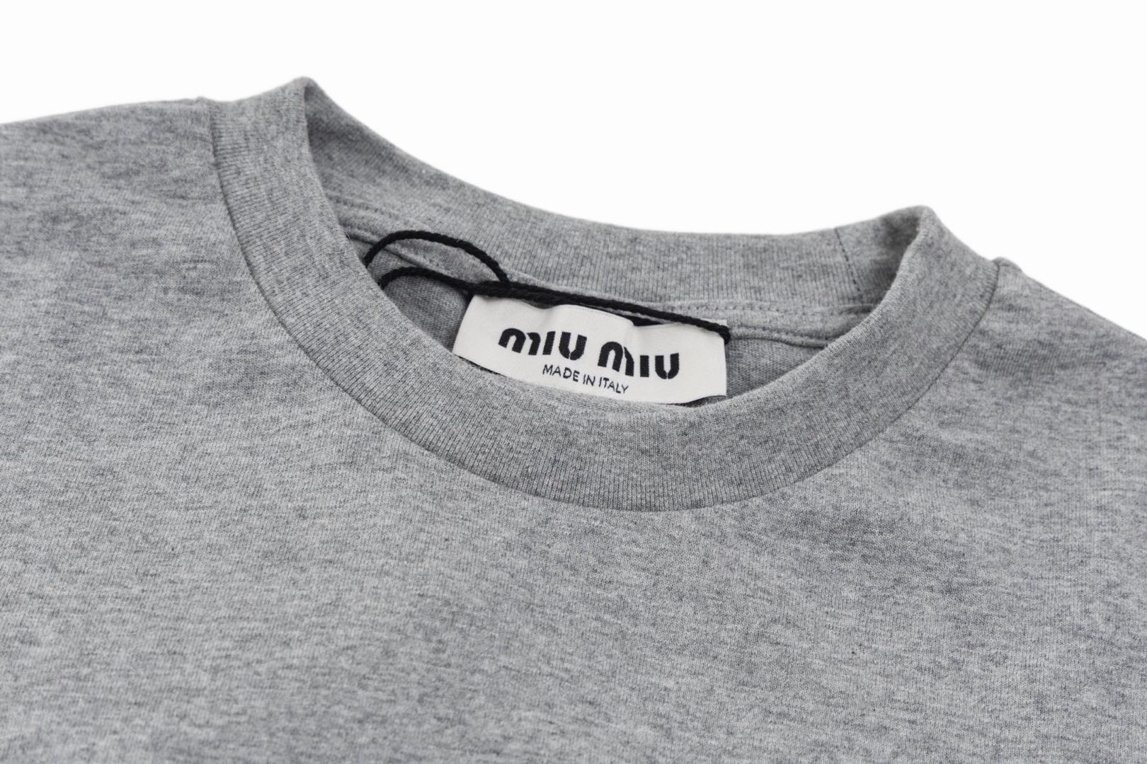 MIUMIU T-shirt En Jersey De Coton Gris （MJN499-13VL-F0031-S-232）