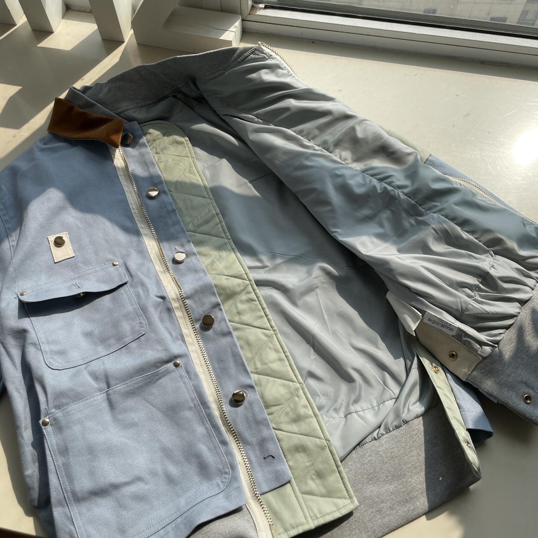 sacai x Carhartt WIP FW23 Collaboration Fake Two-Piece Jacket "Khaki"（23-03110M-651）