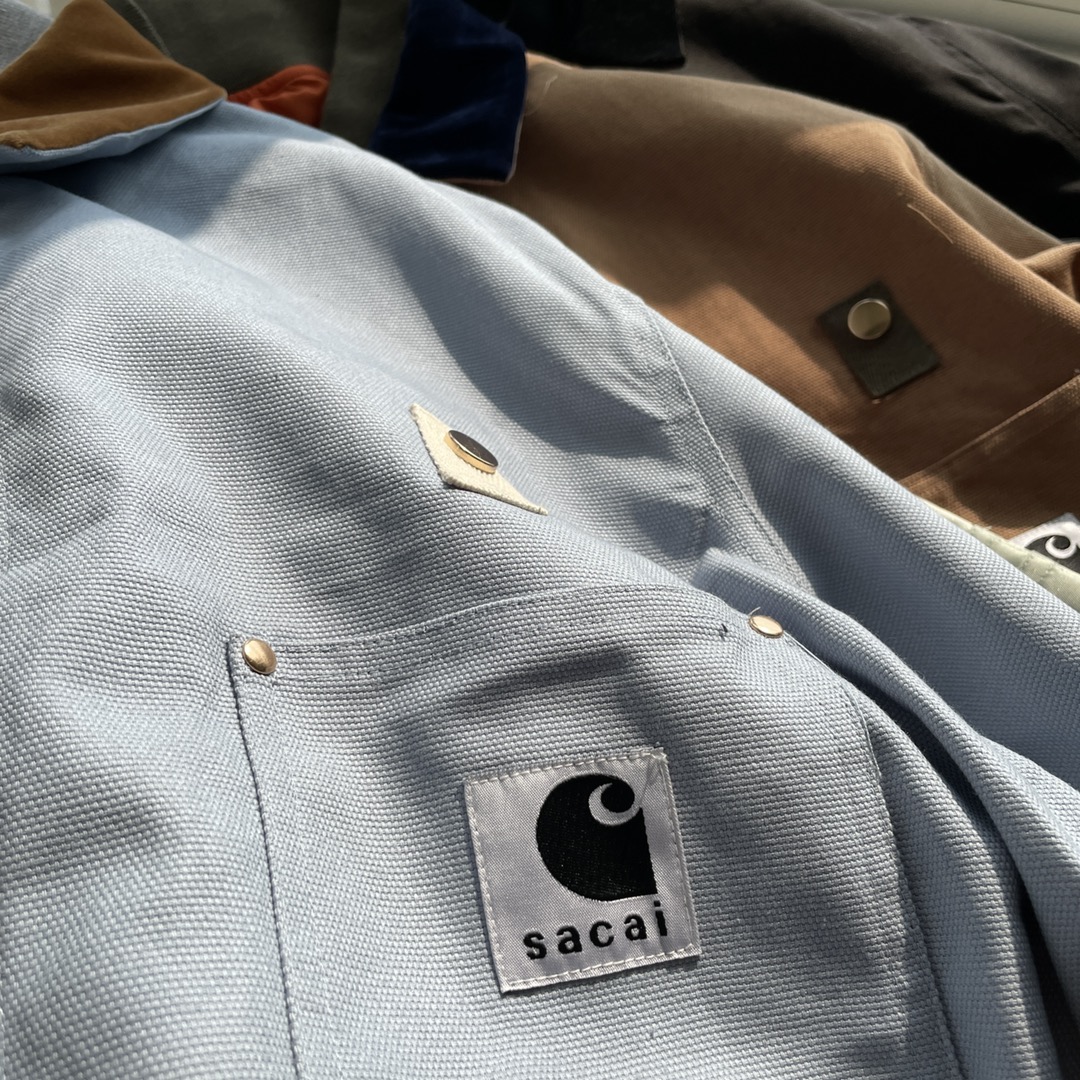 sacai x Carhartt WIP FW23 Collaboration Fake Two-Piece Jacket "Khaki"（23-03110M-651）