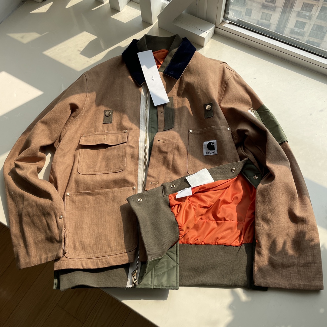 sacai x Carhartt WIP FW23 Collaboration Fake Two-Piece Jacket 