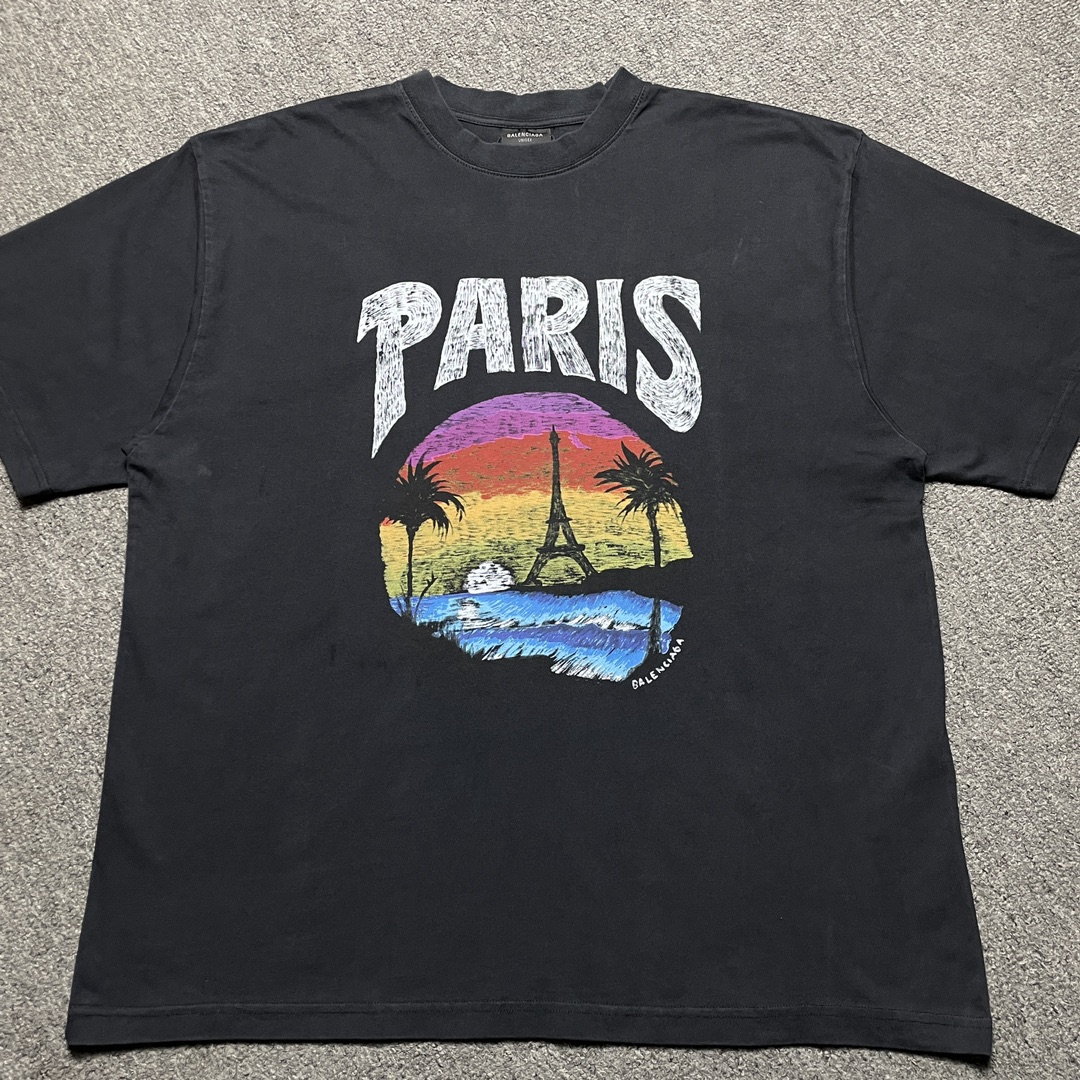 BALENCIAGA PARIS TROPICAL COTTON T-SHIRT（25UEFF78）