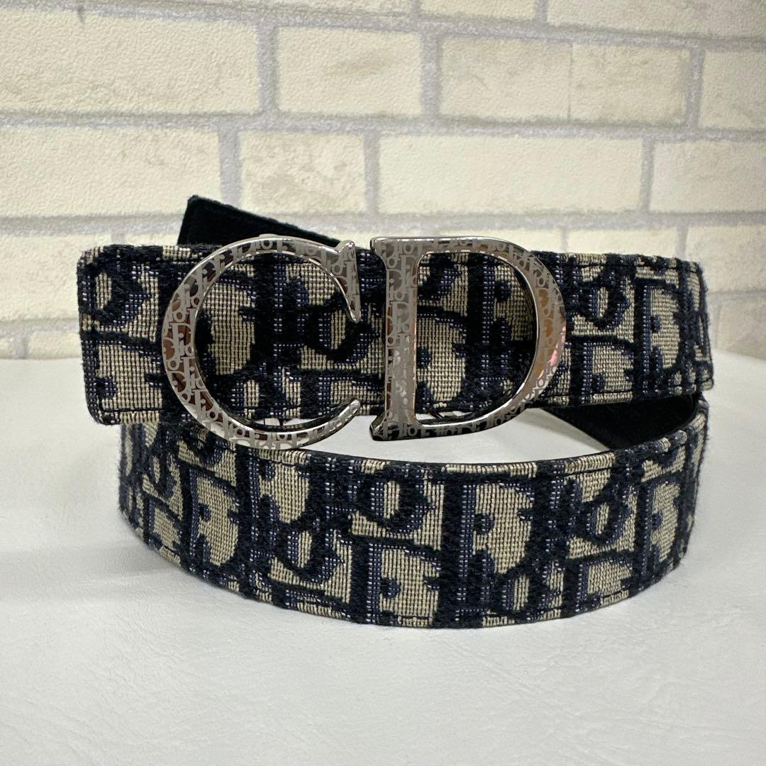 Dior Essentials CD Reversible Belt: Brass x Twill Jacquard x Grain Calfskin（4907PLMET_H02K）