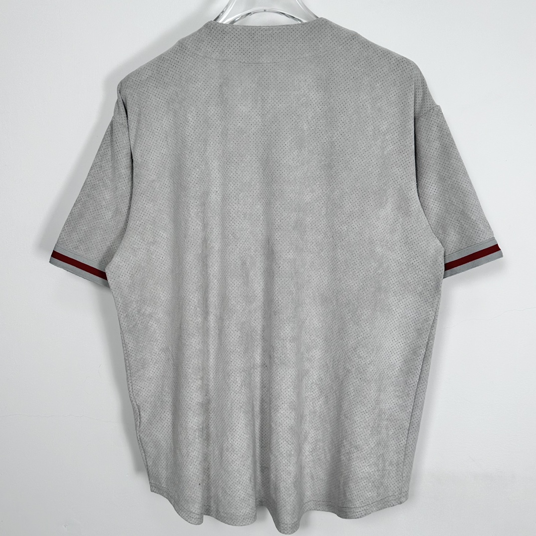 Supreme Ultrasuede Mesh Baseball Jersey "Grey"（SUP-SS24-278）