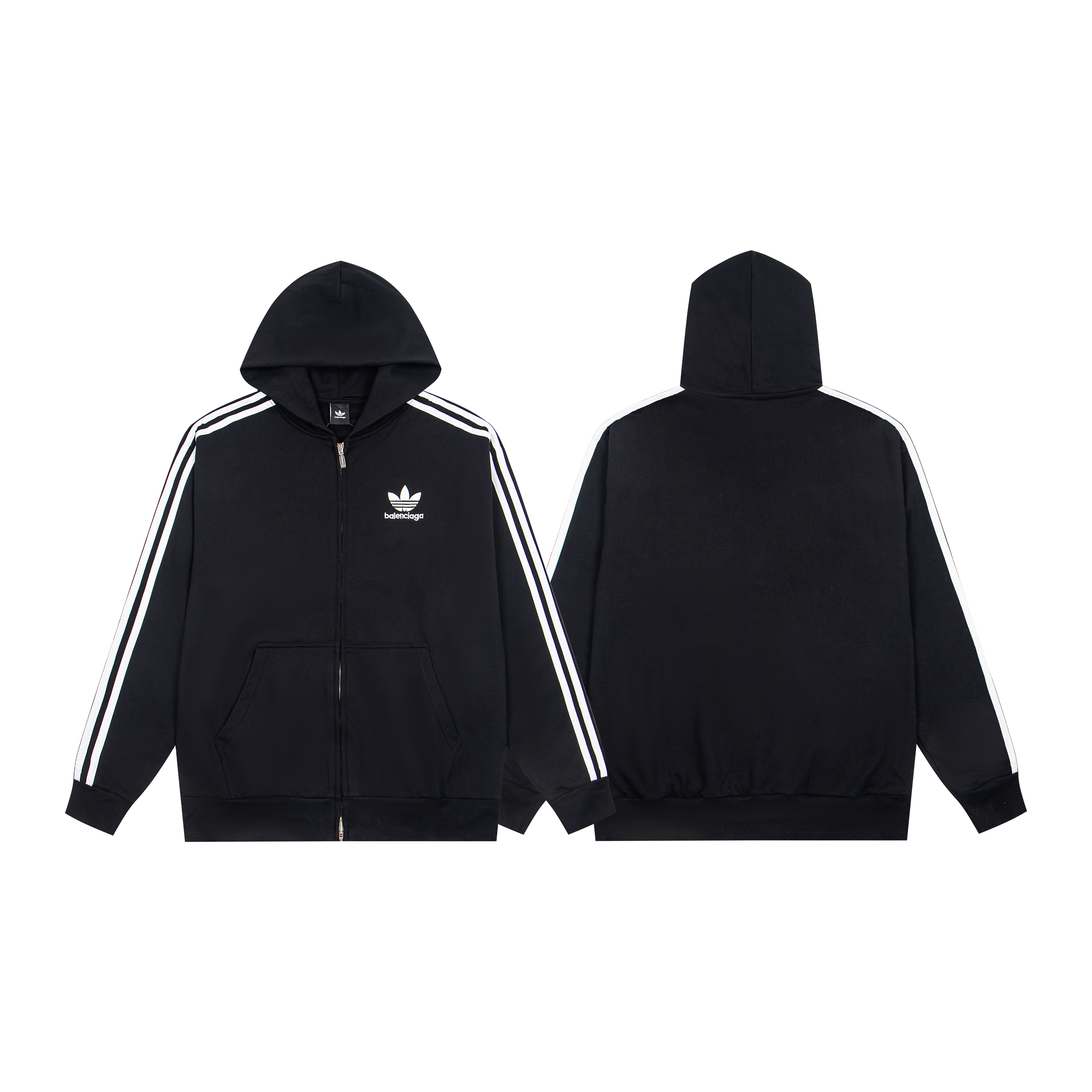 adidas BALENCIAGA Zip-Up Hoodie Small Fit "Black" (723754TNVN28482）