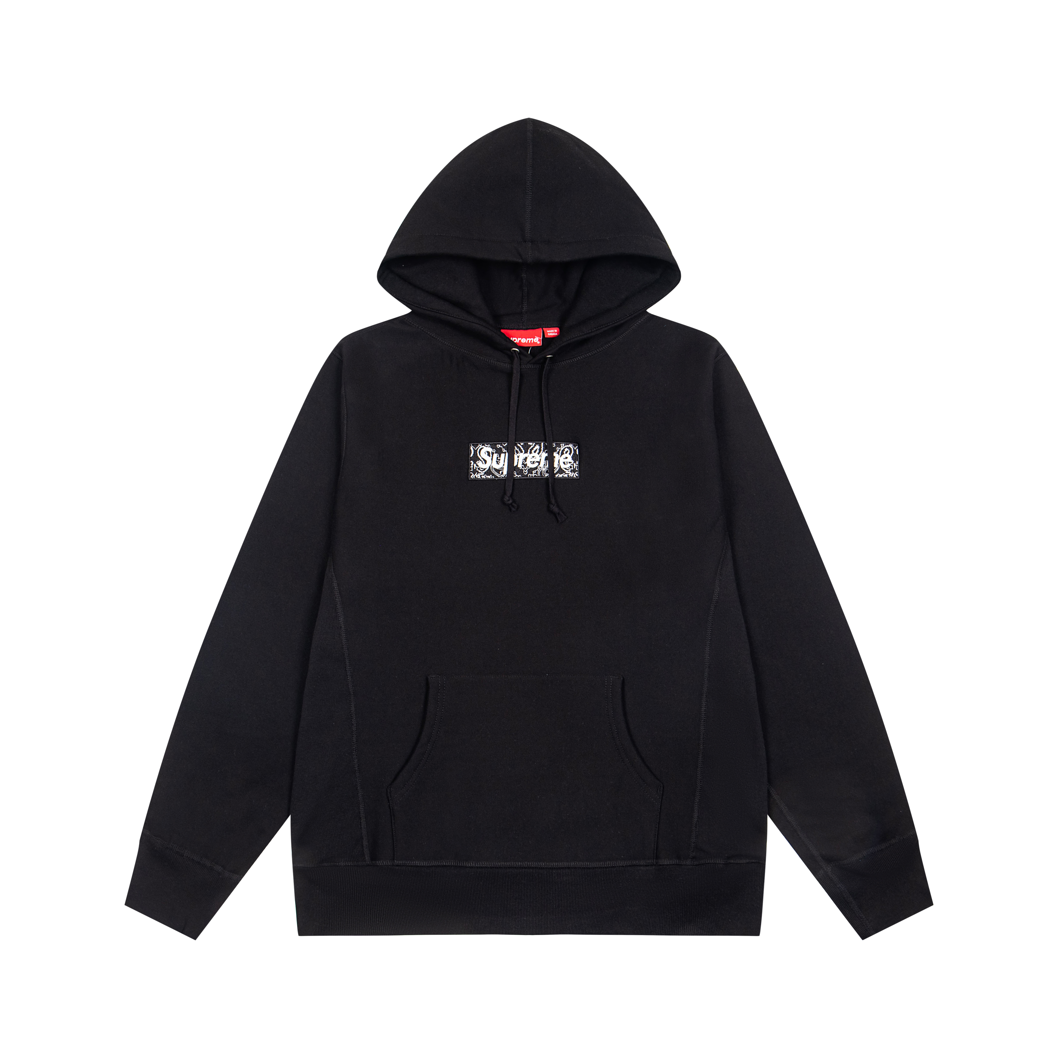 Supreme Week 16 Bandana Box logo Hooded Sweatshirt Cashew flower badge hooded sweatshirt"Black"（SUP-FW19-10825）