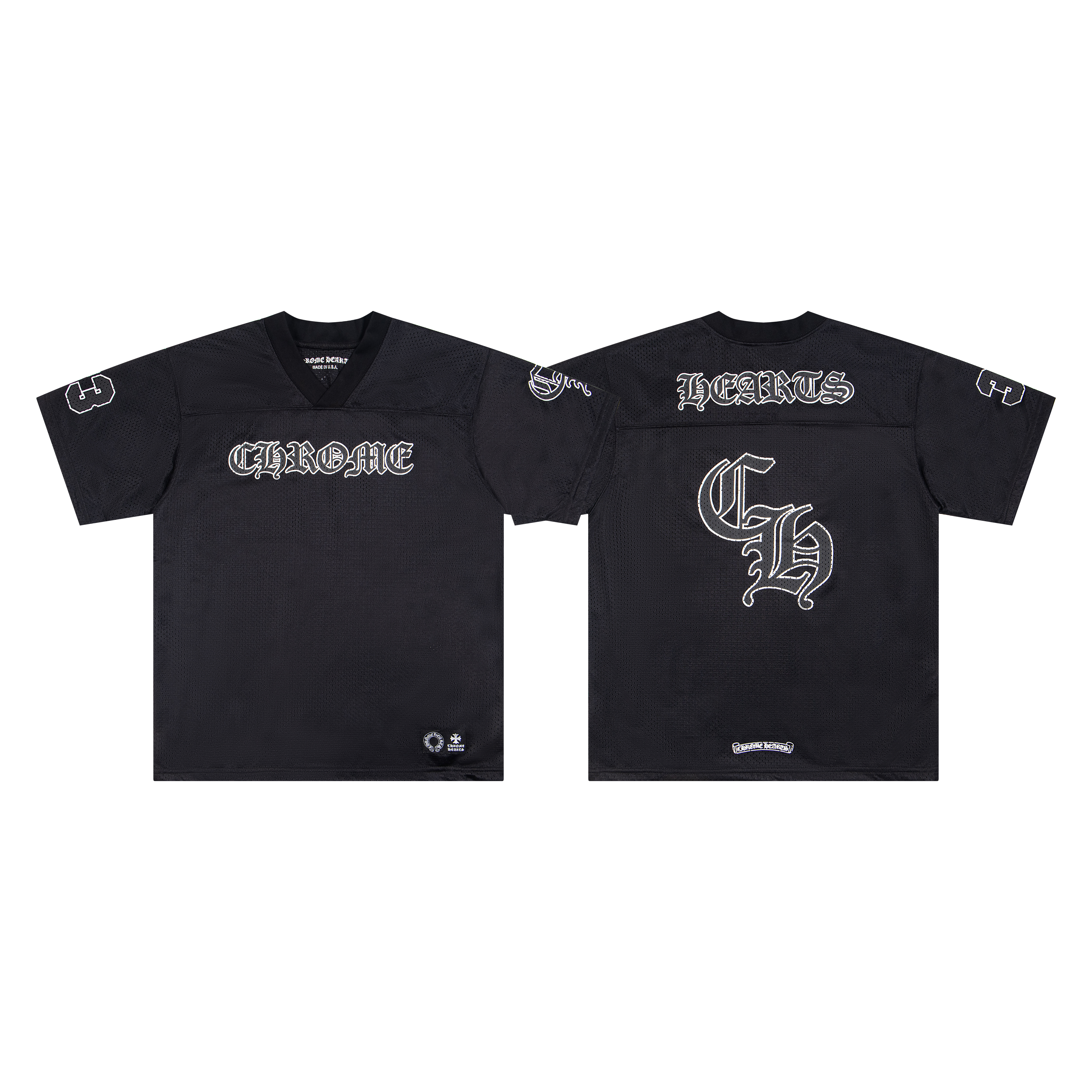 Chrome Hearts Mesh Stadium Football Jersey Black(CH-T20231186）