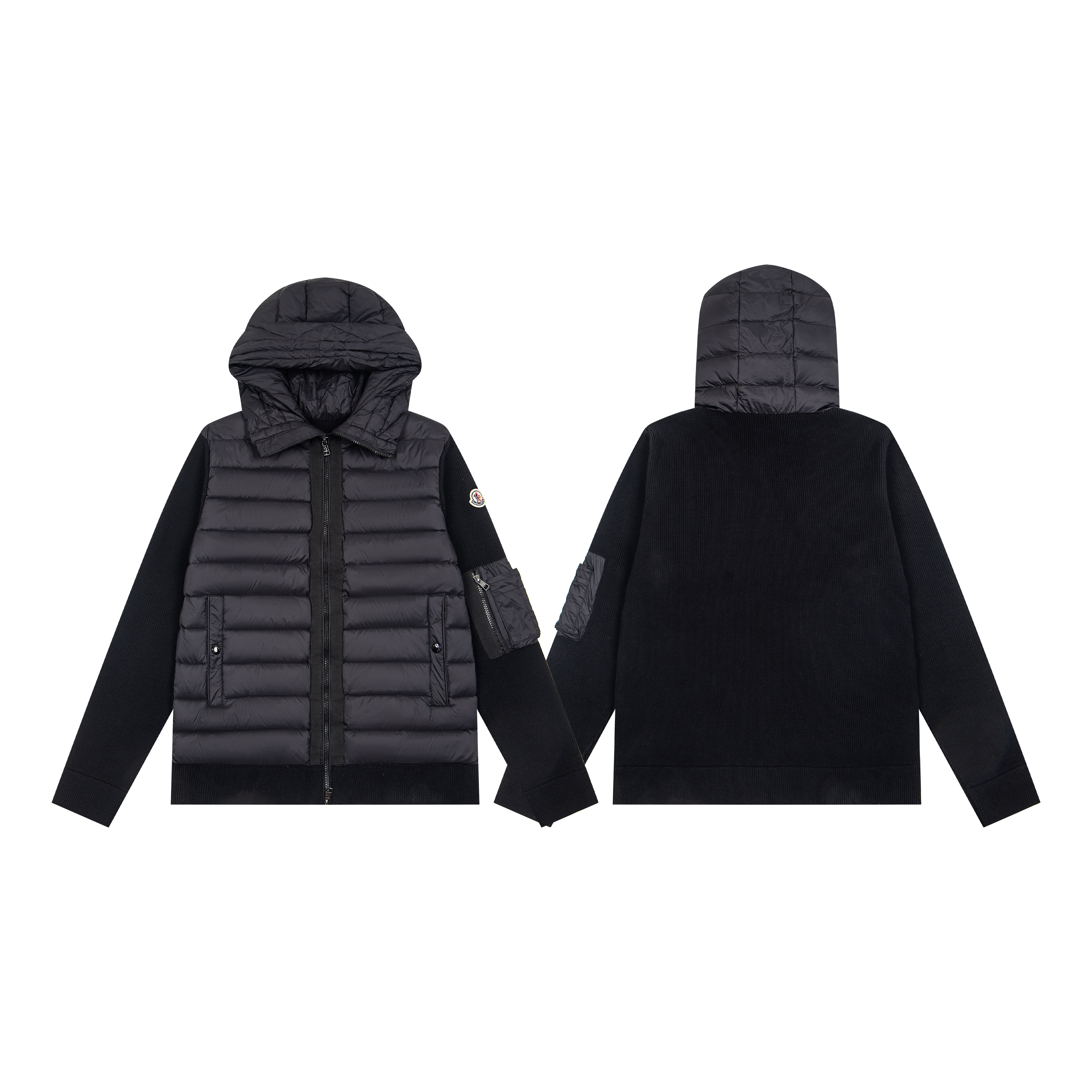 MONCLER Men's Logo Patch Knit Hooded Padding-NFCバージョン（G20919B50800A9340777）