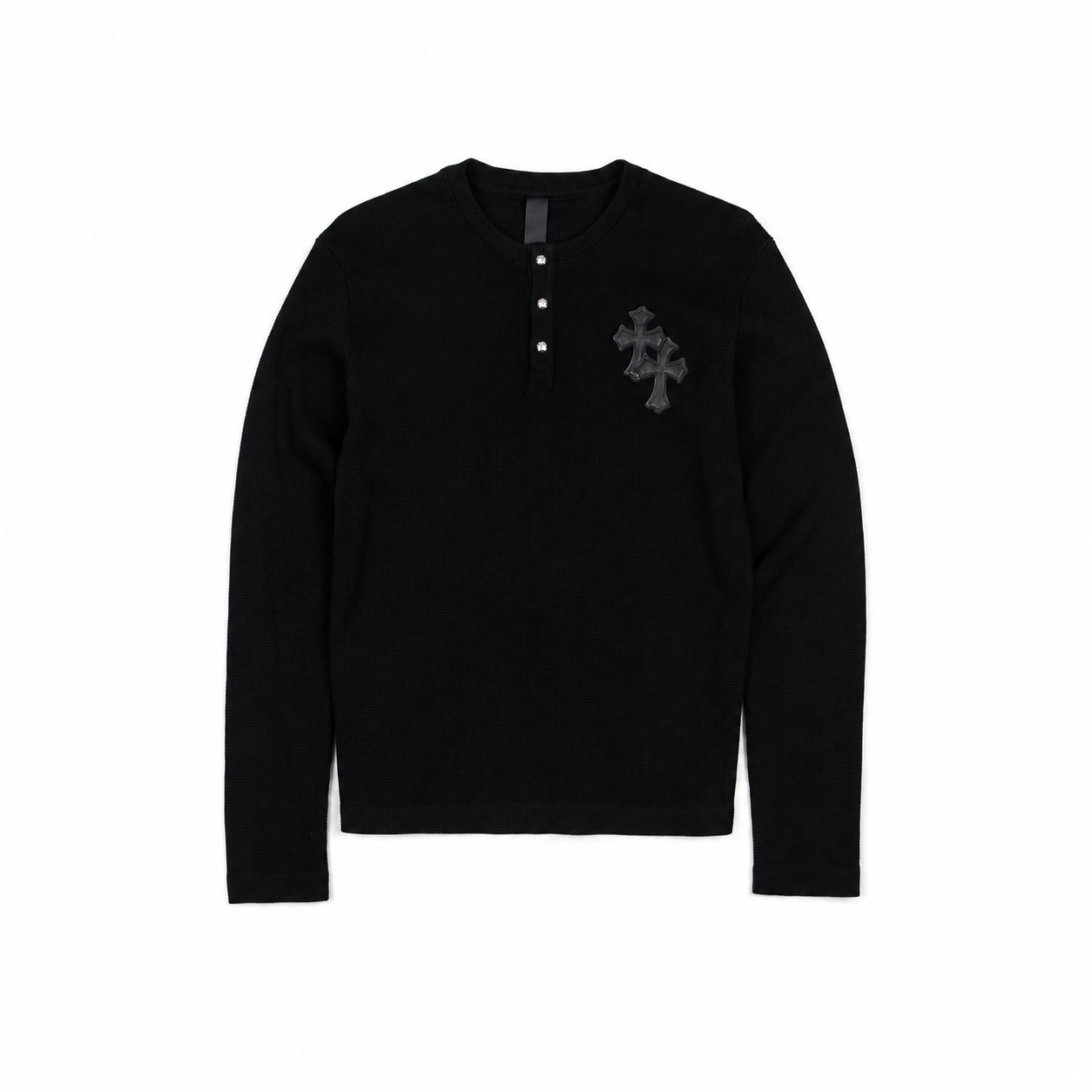 Chrome Hearts  Long-sleeve top with cross-stitch leather appliqué（CH-2026724）