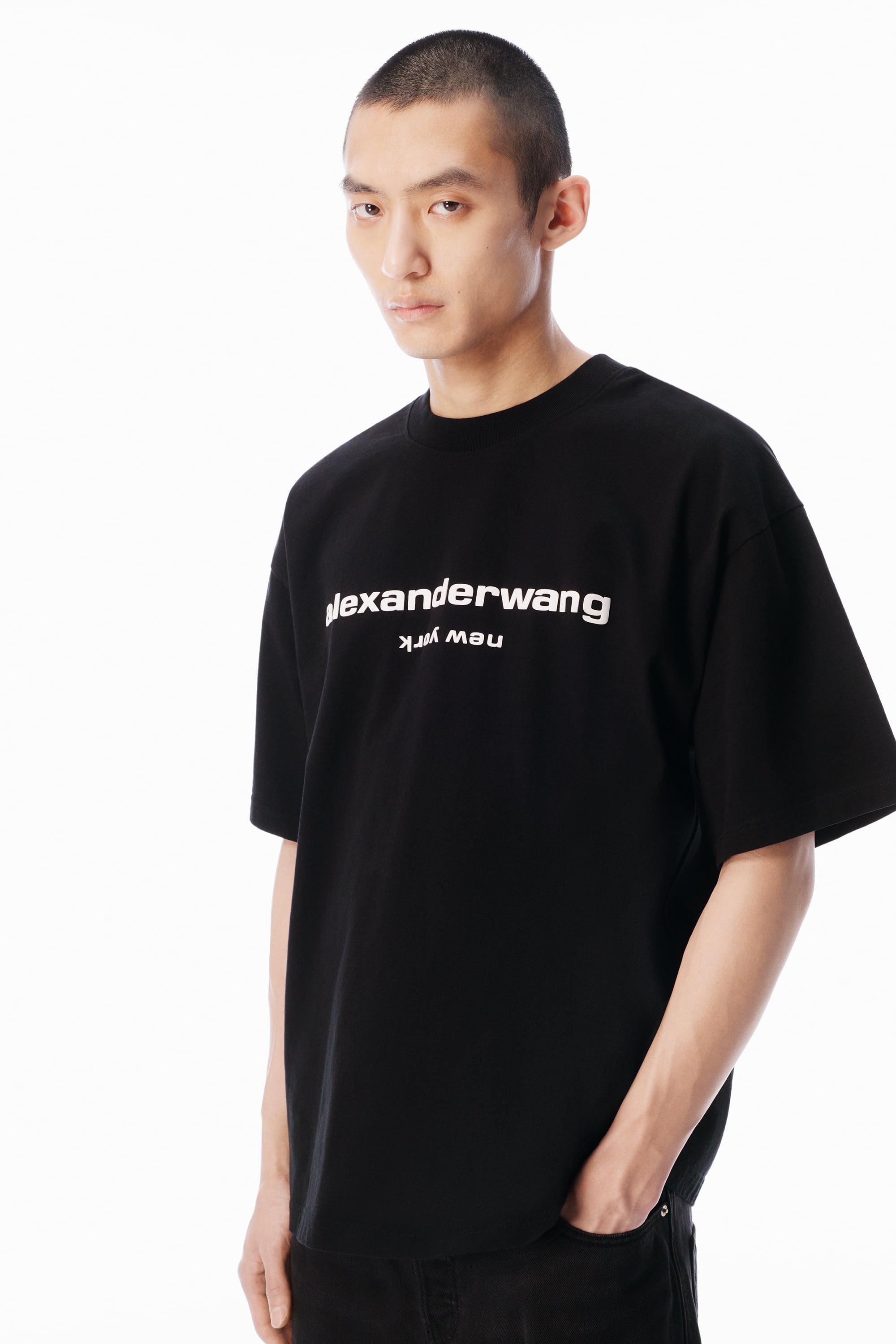 alexander wang 亚历山大王Puff Logo Oversized Tee BLACK ...