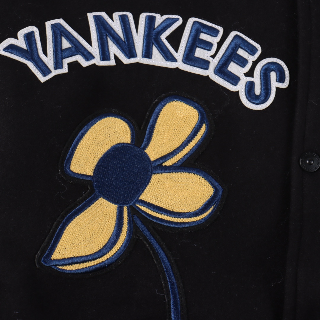 MLB logo embroidered vintage baseball jacket（3AJPF0124-50BKS）