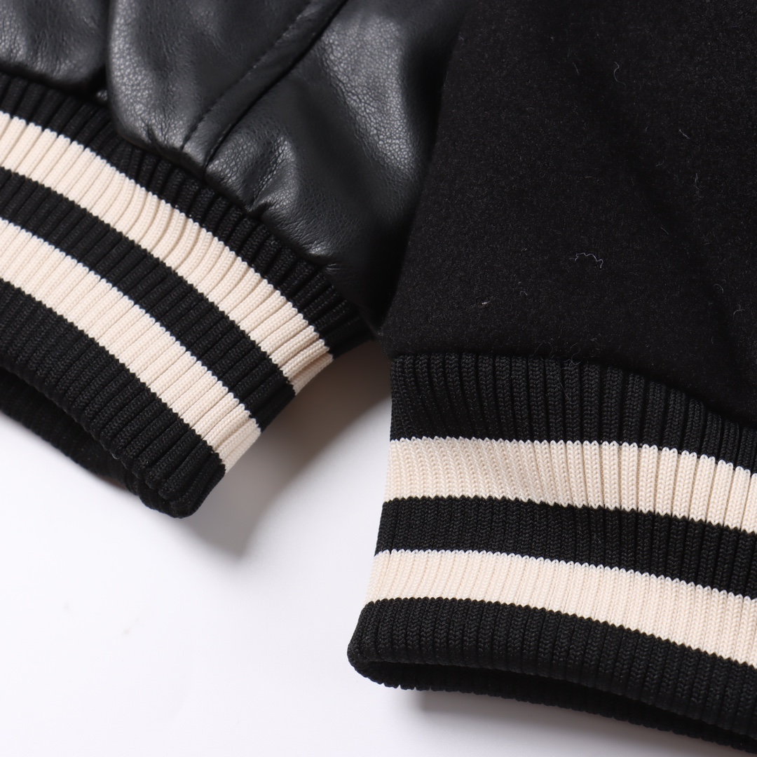 MLB logo embroidered vintage baseball jacket（3AJPF0124-50BKS）