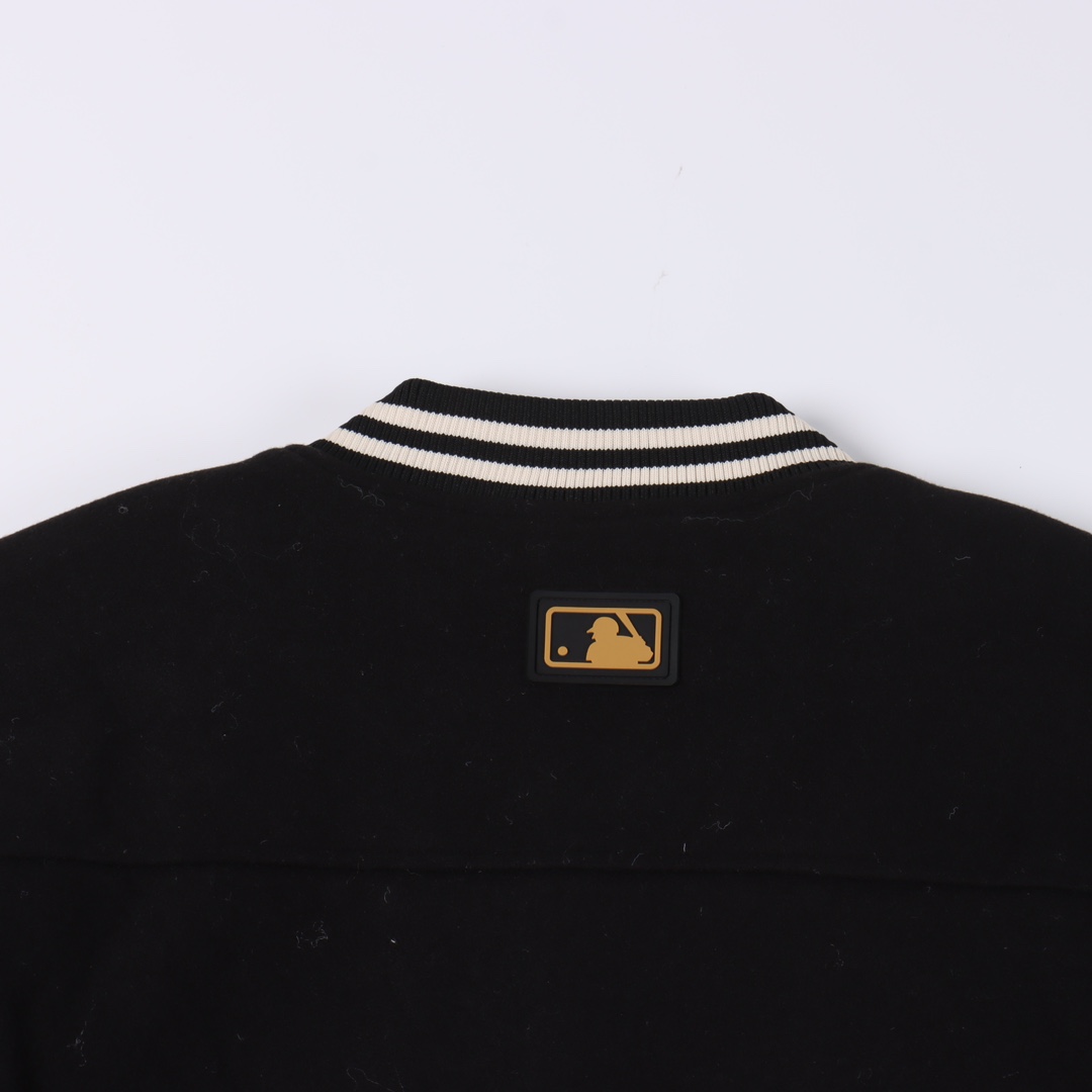 MLB logo embroidered vintage baseball jacket（3AJPF0124-50BKS）